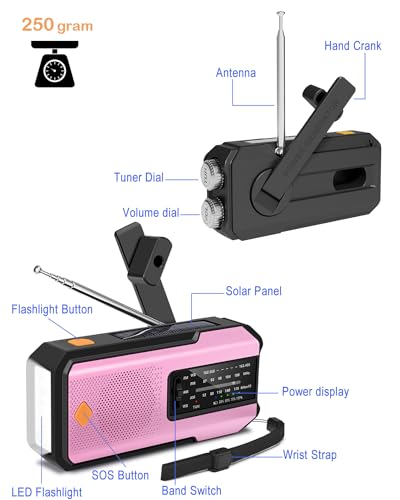Rádio de Emergência WenBelle com 3 Lanternas LED, Rádio Meteorológico Portátil AM/FM/NOAA, Carregado