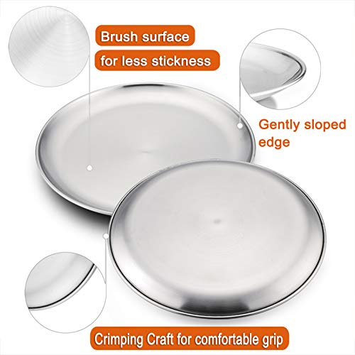 P&P Chef 10-Inch Pizza Pan Round Pizza Tray, Pizza Baking Tray Bakeware Set, Non-Toxic & Healthy, Heavy Duty & Durable, Oven & Dishwasher Safe, 3 Pack, (Brush Finish) #TOP2