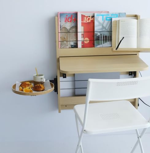 Table pliante murale pour petits espaces | Bureau flottant rond télescopique bois