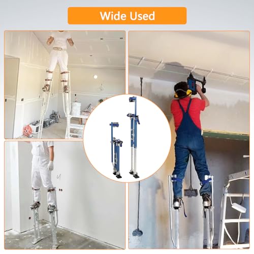 BIGREAT Blue Drywall Stilts 24-40 Inch Height Adjustable Lifts Aluminum Tool for Painting Finishing Pruning Branches Cleaning