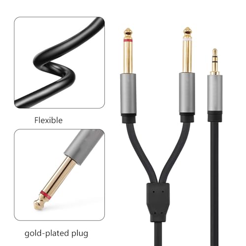 Cable auxiliar estéreo premium 3.5mm a doble 6.35mm miniatura 5