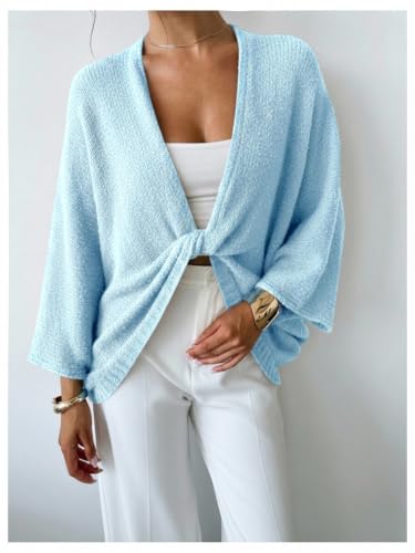 Image of GORGLITTER Women's Cropped Wrap Sweater Bat Wing Knit Poncho Tops