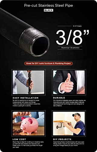 Supply Giant Qdcm3818 18" Long Pre-Cut Black Steel Pipe With 3/8" Nominal Size Diameter #TOP1