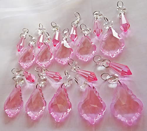 Cristaux gouttes de lustre rose pour arbre de Noël et mariage