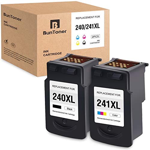 BUNTONER Remanufactured Ink Cartridges Replacement for Canon 240 XL 241 XL PG-240 XL CL-241 XL use with Canon PIXMA TS5120 MG3620 MG3520 MX432 MX532 MX472 MX452 (Black, Tri-Color, 2-Pack)