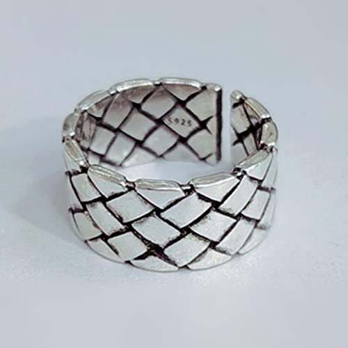 HCMA 925 Argent Vintage Croix Large Tissage Anneau d'ouverture bagues en Argent pour Femmes Hommes fête Bijoux Cadeaux