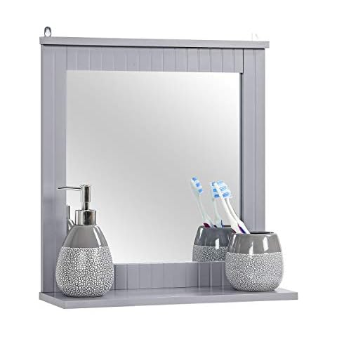 Taylor & Brown Grey Wall-Mounted Mirror with Shelf Cover