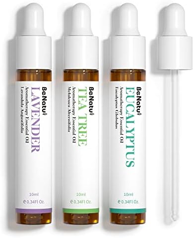 Benatu Essential Oils Set (Tea Tree Eucalyptus Lavender) for Home, Organic Aromatherapy Gift for Women and Men - Natural Fragrance for Skin, Massage, Diffuser
