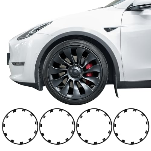 STELLEN TEC Wheel Rim Protector for Tesla Model Y 2020-2024 21 Inch Uberturbine Wheels ABS+PC Material Hubcap Trims Easy Snap-on Installation Scratch Prevention Matte Black Set of 4