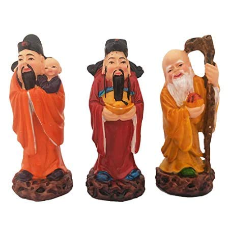 Money Collection Feng Shui Chinese Three Wise Men / 3 Lucky Immortals/Star Gods/Fu Lu Shou/Fuk LUK Sau Wealth Gods for Long Life, Fame and Fortune - Multicolor