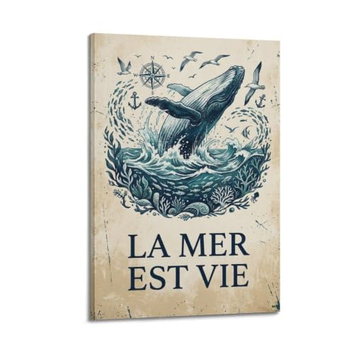 Poster botanique nautique OKAHYS toile 40x61 cm pour deco marine salon