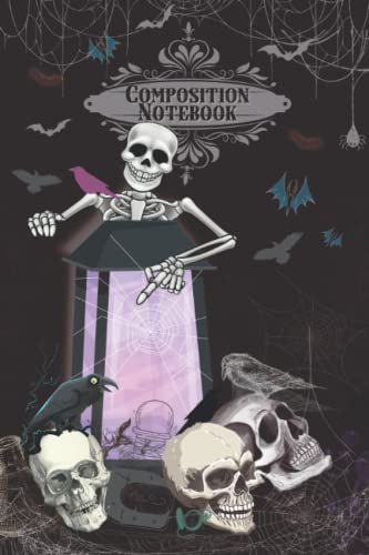 Vintage Style Composition Notebook, College Ruled 6" x 9" is a Menagerie of Skeletons and Webs: A Gothic Aesthetic Halloween Not