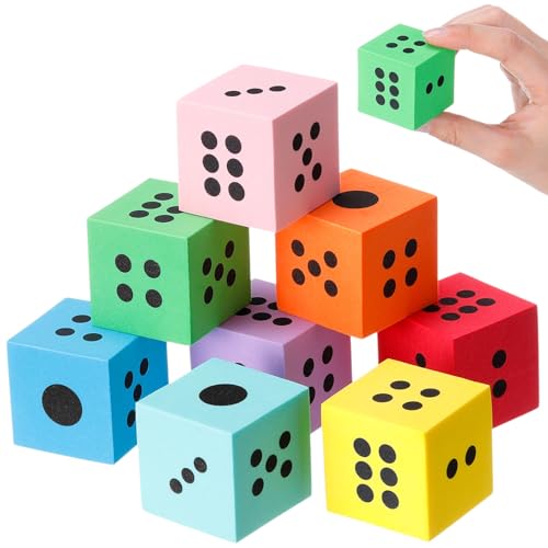 Halloscume 8 Pcs Giant Foam Dice EVA Yard Dice Set, Square,Dot, 1.5 Inch