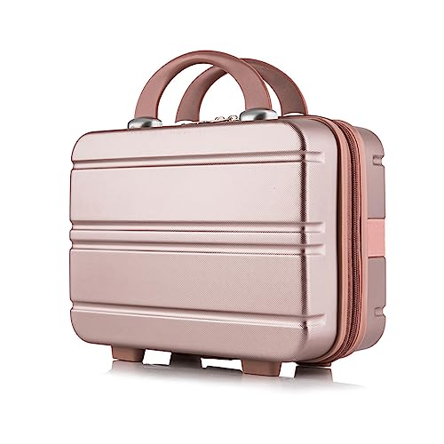 Balakaka Neceser de Viaje Rigido Mujer de Concha, Neceser de Mano con Banda Elástica y Cremallera, Estuches de Maquillaje Portátil Impermeable para Maquillaje de Mujer 30x17x26CM Oro Rosa