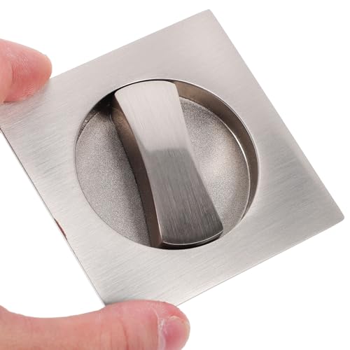 Cerrojo para puerta de bolsillo con llave, herraje metálico de aleación de zinc, cerradura invisible para dormitorios, baños y oficinas, acabado cepillado, fácil instalación DIY miniatura 4