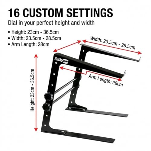 RockJam RJLP1 Adjustable Desk Mounted Desktop Laptop Stand Laptop Riser And DJ Controller Stand,Black