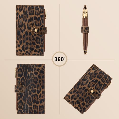 Image of Travelambo Womens Leather Bifold Wallet, Slim RFID Blocking Card Holder