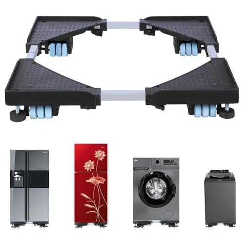 Image of Zureni Heavy Duty Adjustable 24 Wheel Trolley Stand | Weight Capacity Up to 500kg, fits 5-10kg Front & Top Load Washing Machine, Fridge, Refrigerator, Dishwasher
