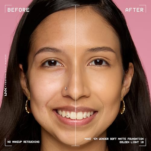 NYX PROFESSIONAL MAKEUP Make 'Em Wonder Liquid Foundation, 24HR Foundation Makeup With A Soft Matte Finish, Buildable Full Coverage - 18 Golden Light - image 3
