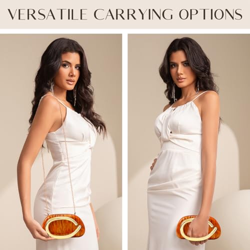 Image of Women Acrylic Clutch Purse Metal Handle Evening Bag Trendy Box Shoulder Crossbody Bag Handbag for Wedding Party Causal