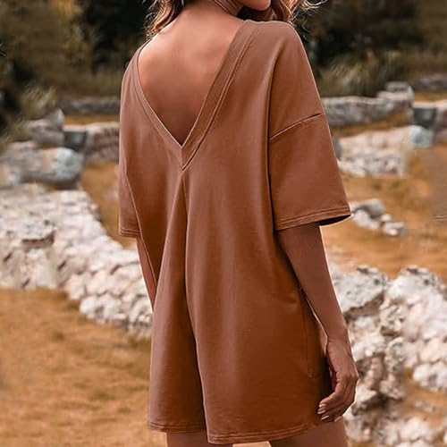 Image of Summer Rompers for Women 2026 Spring Flowy Dressy Casual Petite Jumpsuits Beach Comfy Linen Athletic Overalls