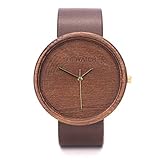  Walnuss Holzuhr Von Ovi Watch - Minimalistisches Design Analog Uhr Mit Leder Band, Handgemachtes Geschenk