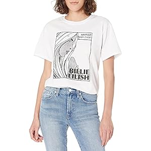 Billie-Eilish-Womens-Official-Pop-Art-Billie-Image-T-Shirt Billie Eilish Exclusive Official Pop Art Image T-Shirt White,Large