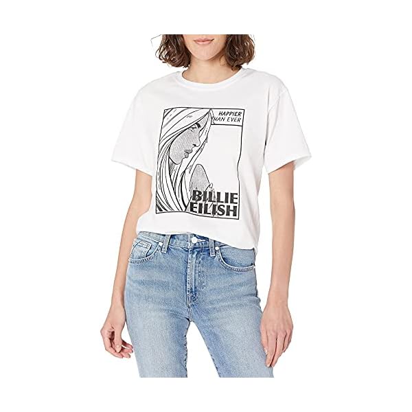 Billie-Eilish-Womens-Official-Pop-Art-Billie-Image-T-Shirt Billie Eilish Exclusive Official Pop Art Image T-Shirt White,Large