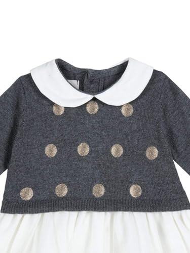 Robe bébé Chicco en tricot gris avec boutons au dos