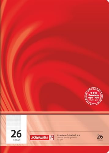 BRUNNEN 104472602 Premium-Schulheft DIN A4, 16 Blatt, einfaches Heft
