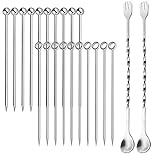 Multifunktionaler Cocktaillöffel: Edelstahl-Langlöffel mit Dreizack-, Dreh- und Spiralgriff, leicht zu greifen, leicht zu drehen und zu mischen, klein und lang genug, für die meisten Gläser und Krüge geeignet. Wird normalerweise zum Mixen von Cocktails, Fruchtsäften, Eistee, Milch usw. verwendet.