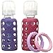 Lifefactory BPA-Free Baby Bundle Gift Set with 2 9-Ounce Glass Baby Bottles and 2 Silicone Teethers, Raspberry and Royal Purple