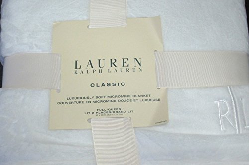 Black Friday - 40% OFF Lauren Ralph Lauren Classic FULL / QUEEN Luxuriously MicroMink Blanket WHITE 90" X 90"