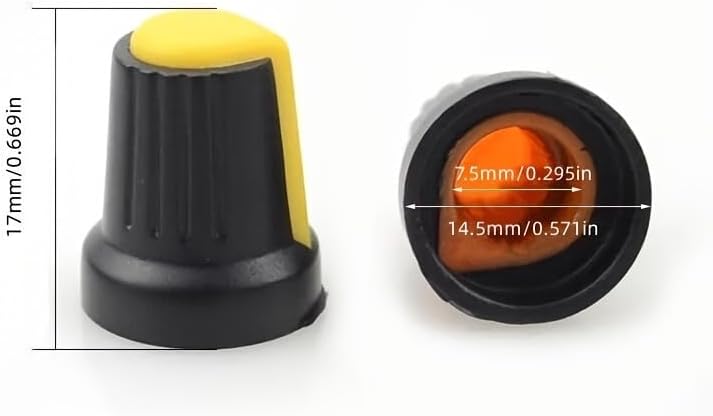 12個のポテンショメータノブスイッチキャップ（ピーチハートボタンさまざまな色）直径6 mm直径15 mm * 17 mmの高さ FR