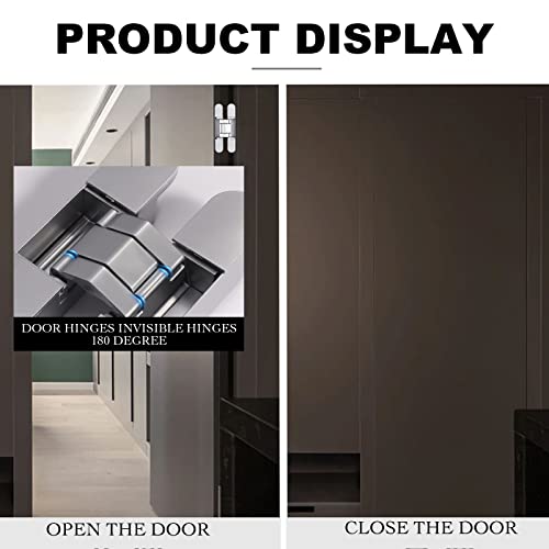 Pacify Hidden Door Hinges,7 Inch Bige Size 2 Pcs Invisible Hinges Heavy Duty, Concealed Hinges 180 Degree Swing Hinge 3D Adjustable Butt Hinges (Load Bearing 80Kg) #TOP3