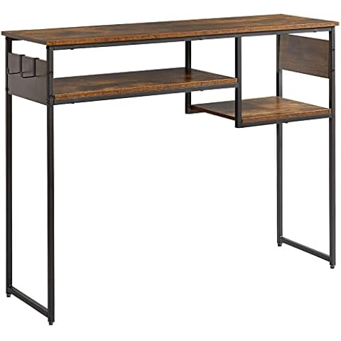 IBUYKE Rustic Console Table with Storage Cover
