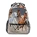 MFTJYO Horses Backpack for Girls 10-12 Horse Backpack Animal Print Kids School Bags Lightweight Student Elementary 3rd 4th 5th Grade Shoulder Bag