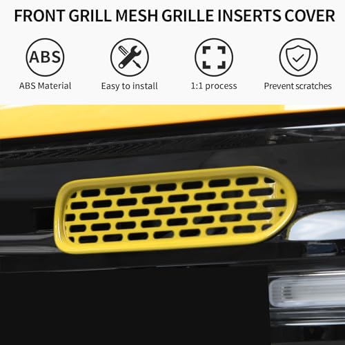 Image of Front Grill Mesh Grille Inserts Cover Frame Trims Kit 6Pcs Fit for Ford Bronco 2021-2026+ 2 /4 Door Exterior Accessories (Yellow)