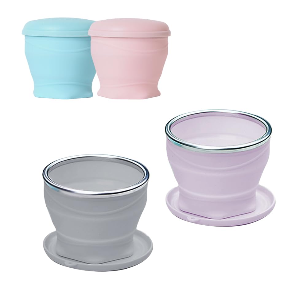 CYNROFVEN 4 Pack Collapsible Travel Cups– Silicone Coffee Mug with Lid 180ML Portable Water Cups for Party Outdoor Camping