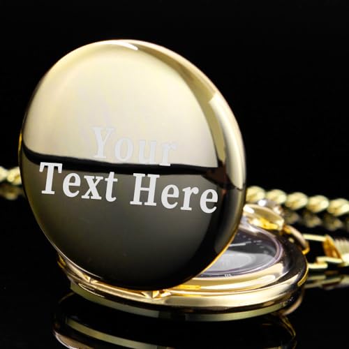 Image of Tiong Smooth Pocket Watch,Personalized Pocket Watch,Customized Watches for Men,Engraved Pocket Watches for Father's Day with Chain
