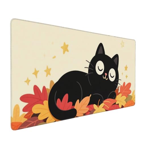 Tapis de souris de jeu chat noir XXL avec surface de protection antidérapante de table