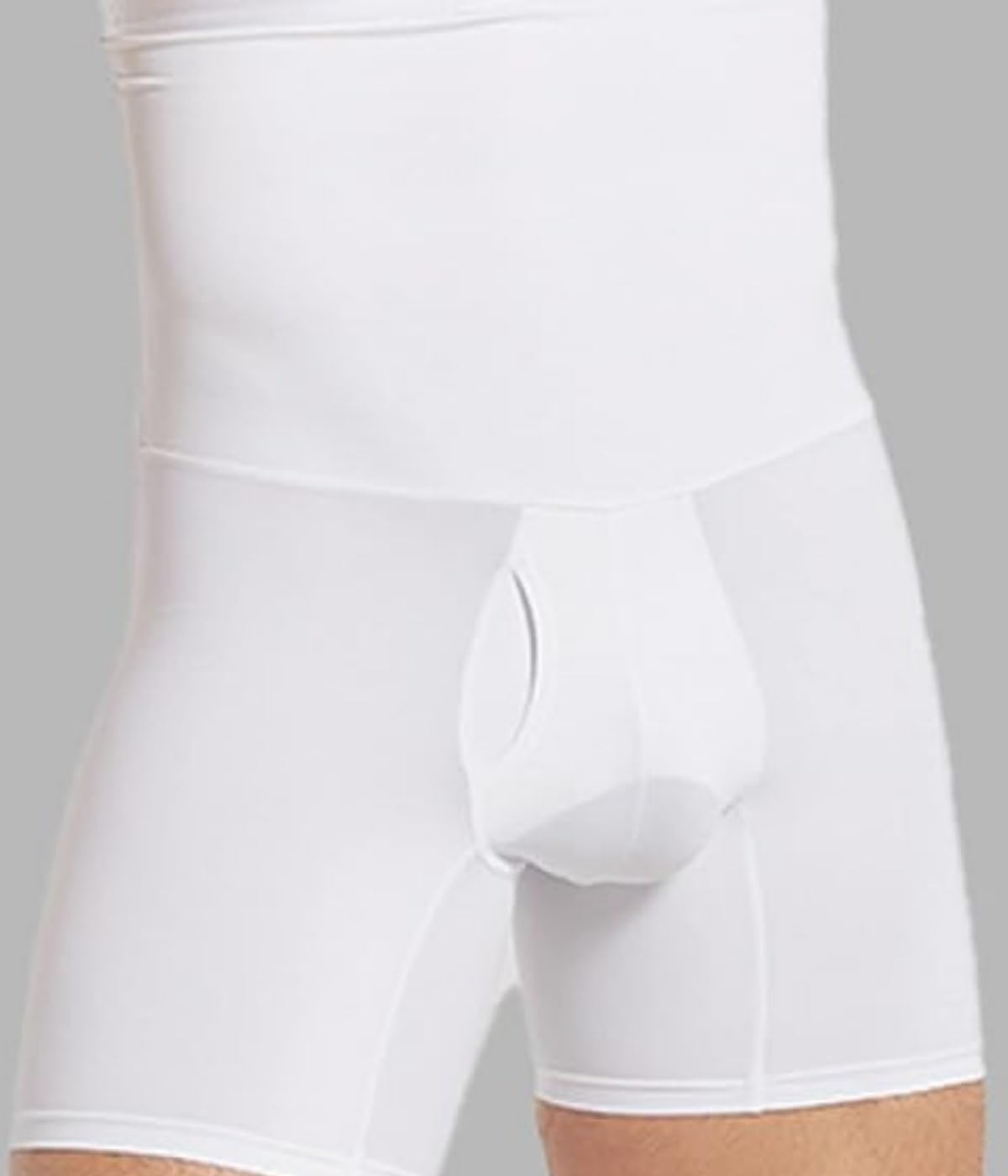 QUICKMOVE Men's Tummy Control Shapewear Shorts High Waist Slimming Anti-Curling Underwear Body Shaper Seamless Boxer Brief White 4