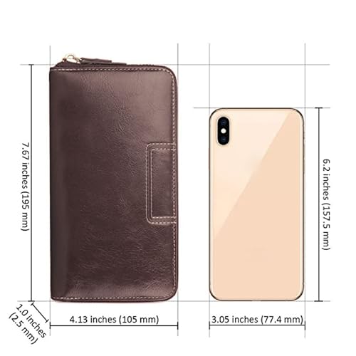 Image of Contacts Wristlet Wallets for Women with RFID Protection | Ladies Leather Clutch /Wallet | Large Capacity Zipper Purse /Card Holder Organizer for Women (Brown)