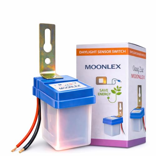 Image of Moonlex Automatic Day Night Sensor Switch 220V AC | LDR Photocell Sensor | 6A Load | Waterproof Outdoor Light Controller for Street Light, Home & Garden Lighting