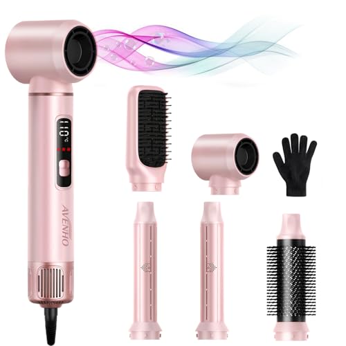 AVENHO 5 w 1 Airstyler Szczotka z Gorącym Powietrzem, Wielofunkcyjny Stylizator Włosów, Suszarka, Automatyczna Lokówka i Prostownica, Technologia Jonowa, Zapobiega Puszeniu, Zwiększa Objętość Fryzury
