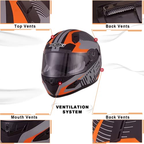 Nenki Full Face Motorcycle Helmets For Men Women, Adults Street Bike Helmets Dot Approved With Inner Sun Shield And Clear Visor, Fiberglass Shell Helmet (Matte Black Orange, Large) #TOP2