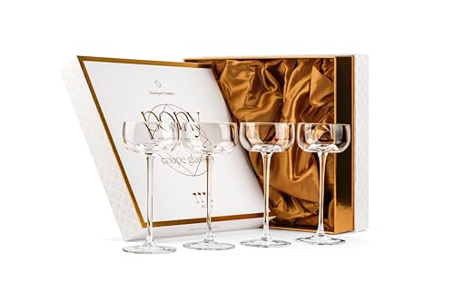 GLASSIQUE CADEAU Small 5 oz Nick and Nora Coupe Cocktail Glasses | Set of 4 | Crystal Pony Style...
