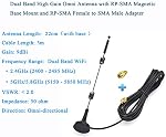 Superbat WiFi Antenna Kit Dual Band 2.4GHz 5.8GHz High Gain Omni Antenna with RP-SMA Magnetic Base Mount for Wireless Router WiFi Extender Signal Booster USB Network IP Camera