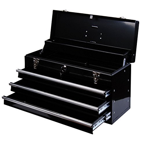 HOMCOM Werkzeugkasten Werkzeugkoffer Werkzeugkiste Metall 540x290x220mm schwarz - 3