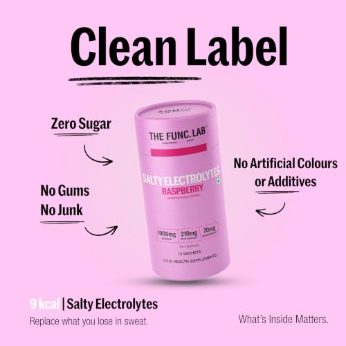 Image of The Func. Lab Daily Electrolytes - Salty Raspberry | 15 Sachets | Instant Hydration Powder with Sodium, Potassium, Magnesium | Sugar-Free, No Preservatives | Instant Energy, Performance & Recovery Drink